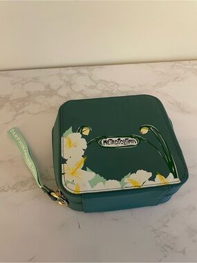 Paris Metro Floral Cosmetic Case in Teal with Wrist Strap